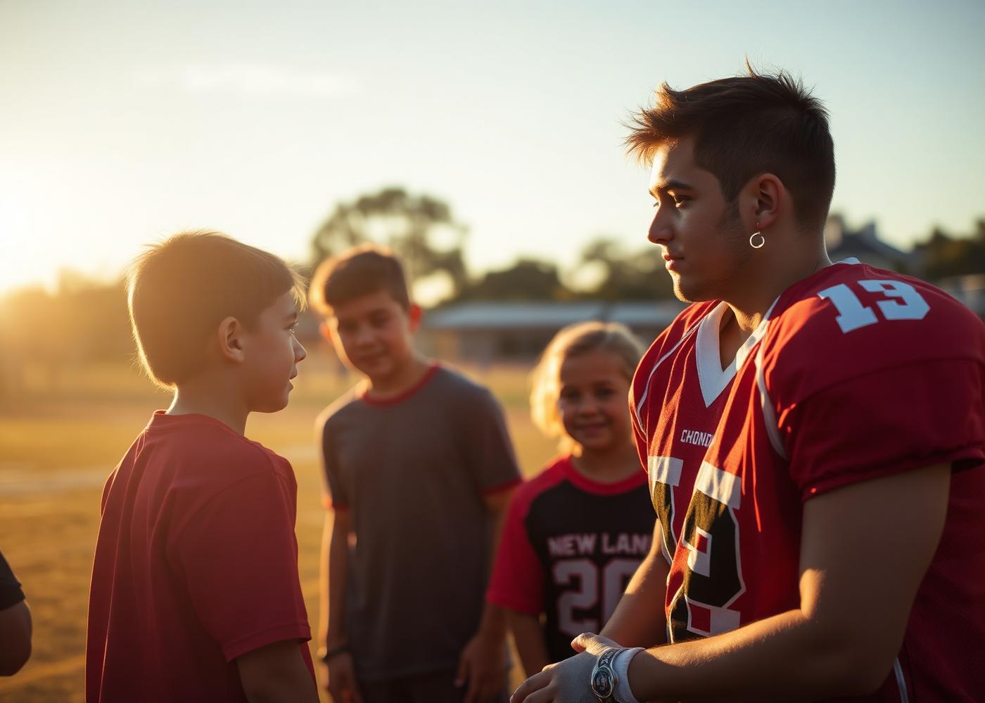 Ahmad Moten coaching kids at a youth football camp